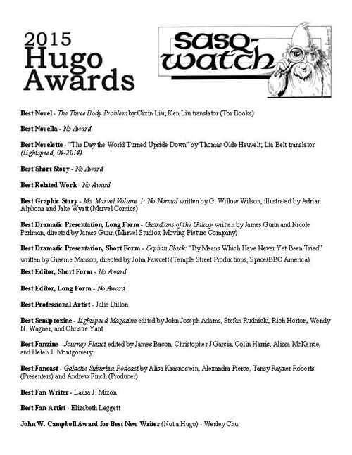 Sasqwatch-Hugo Awards